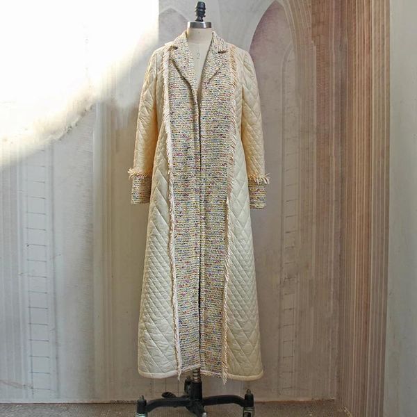 

women's trench coats fashion runway 2021 autumn winter cotton coat women patchwork long sleeve casual elegant, Tan;black
