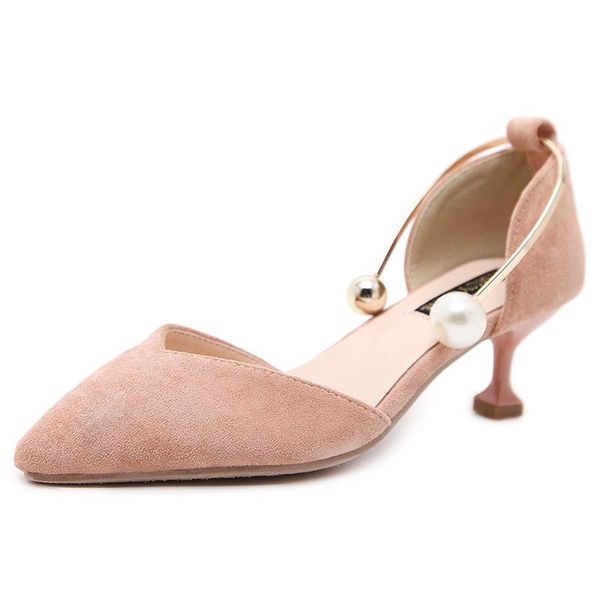 

bride maid shoes ladies flock high heels thin heels sandals women metal circle pearl sandalias office dress shoes 2021 new, Black