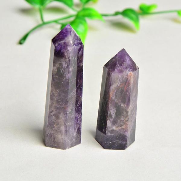 

decorative objects & figurines home decoration stone artifact natural amethyst column decor crystal energy carved quartz hexagonal b2k2