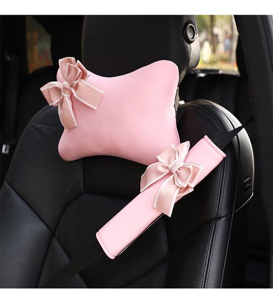 

seat cushions 2021 arrival four seasons butterfly bow ice silk car neckpillow anti-fatigue headrest pillow female supplies