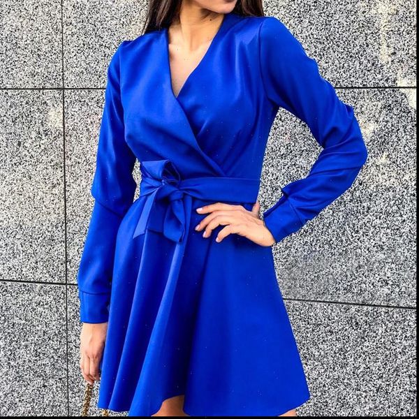 

women sashes bow tie a line party dress ladies long sleeve v neck elegant dress new fashion winter dress mini, Black;gray