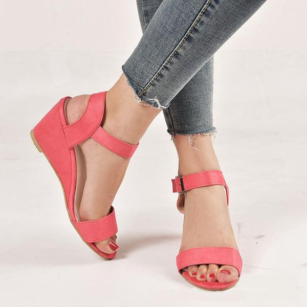 

2021 new fashion wedge sandals women summer open toe fish mouth sandals fashion platform high heels women simple shoes, Black