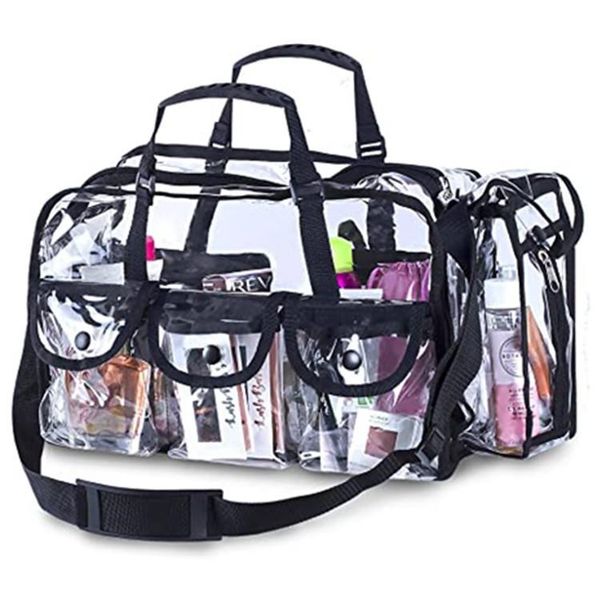 

cosmetic bags & cases clear makeup organizer pvc toiletry bag transparent for women sturdy zipper with adjustable shoulder strap