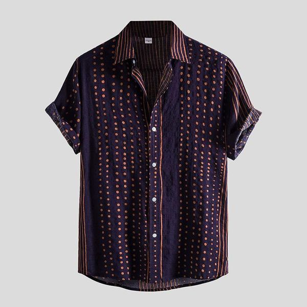 

men's casual shirts print brand 2021 summer beach shirt fashion short sleeve striped loose hawaiian -3xl lapel, White;black