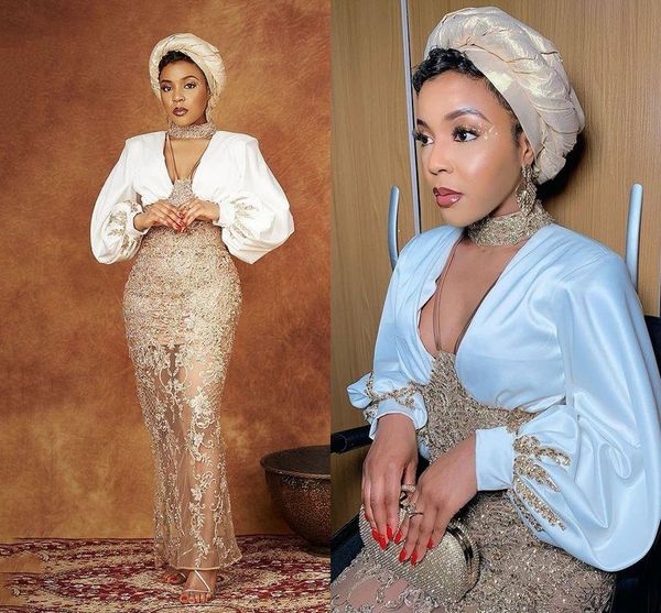 

aso ebi arabic gold lace beaded evening dresses long sleeves shirt prom dresses vintage formal party second reception gowns, Black