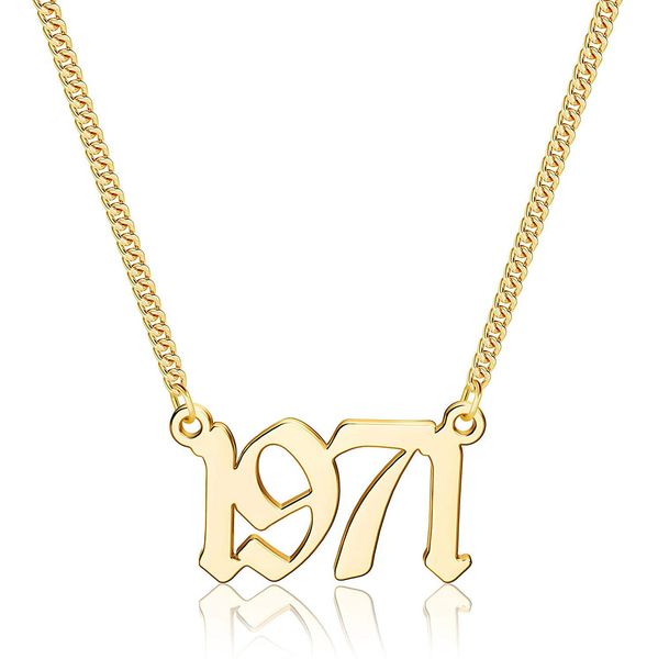 

custom birth year necklace women girls personalized pendant stainless steel or 925 sterling silver real gold plated friends birthday gifts
