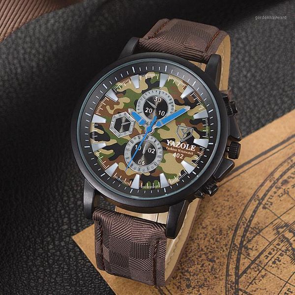 

wristwatches 2021 leisure sport quartz watch belt table camouflage military men relogio masculino year gifts sports clock, Slivery;brown
