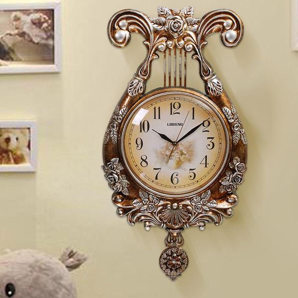 

wall clocks creative retro clock living room bedroom decoration music art nostalgic ornaments wall-mounted pendulum