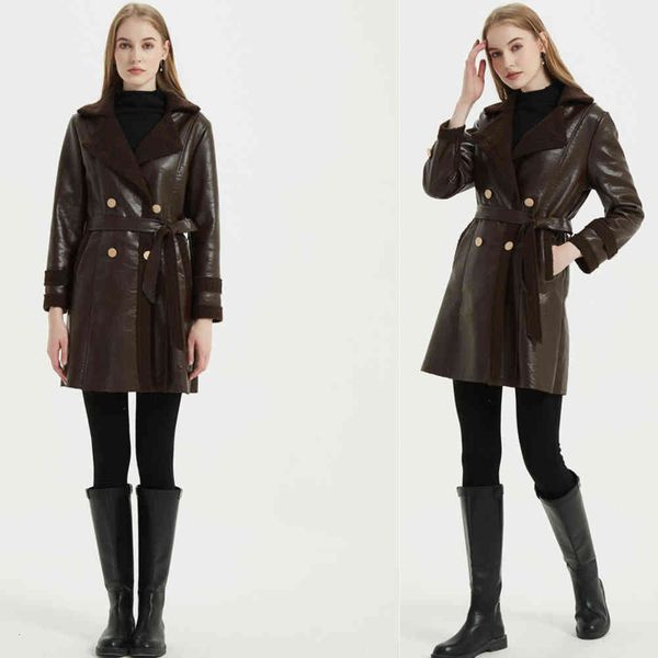 

leather jacket high fashion men belt coat coat length cashmere, Black