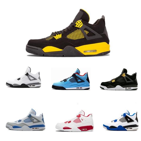 

jumpman 4s basketball shoes women men university blue oreo shimmer red thunder metallic purple black cat obsidian sports women sneaker size