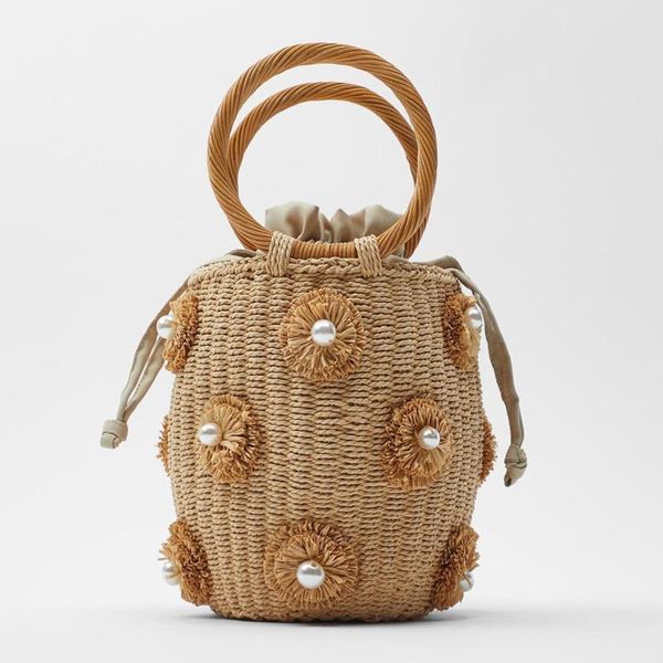 

evening bags hand-crafted crystal sprained straw rattan bag 2021 rhinestone small basket lady travel wallets and handbags
