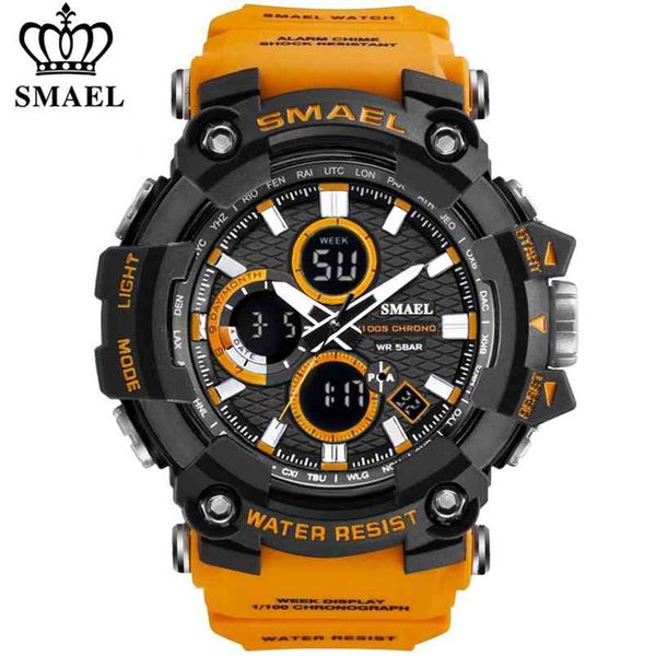SMAEL 1802 relógios dos homens de esportes Top marca luxo militar quartzo relógio homens impermeável choque masculino relógio digital relogio masculino 210804