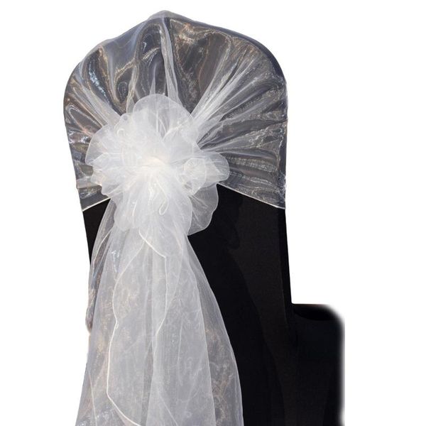 

sashes 10pcs 65x275 cm organza chair bows wedding party event xmas banquet decor sheer fabric sash supplies