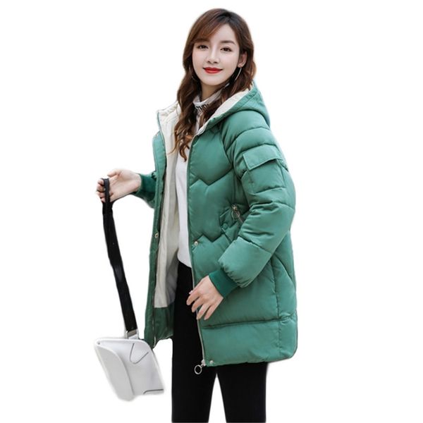 

winter jacket women loose green down cotton coat autumn korean fashion hooded thick anti cold parkas feminina 2xl lr948 210531, Black