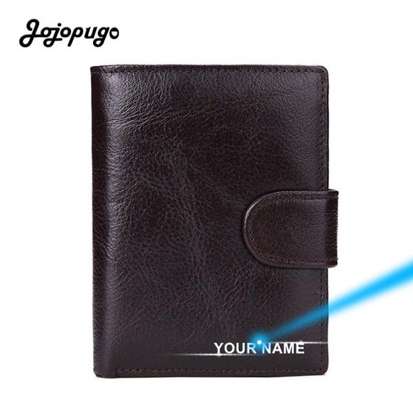 

2021 luxury brown men wallets minimalist trifold hasp genuine cow leather purses & wallet for coins laser engraving, Red;black