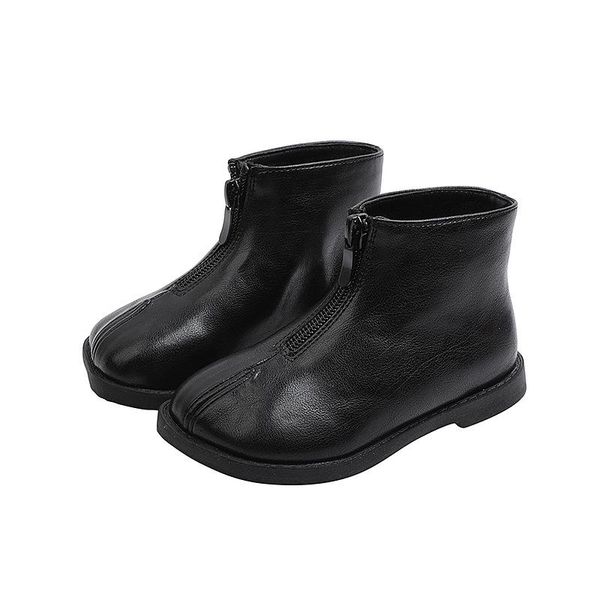 

boots cmsolo toddlers baby shoes leather soft kids bottom flat heels children anti-slip comfortable girls winter, Black;grey