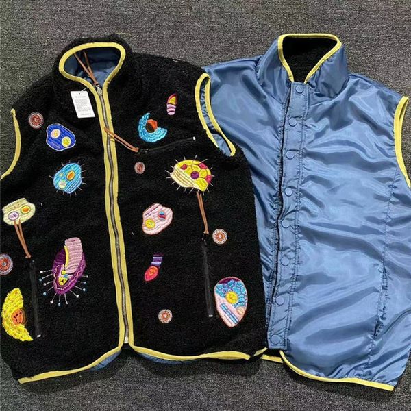 

2021 new sleeveless double kapital skull embrideried jacket men women 1:1 quality coat stitching jackets j2ms, Black;brown