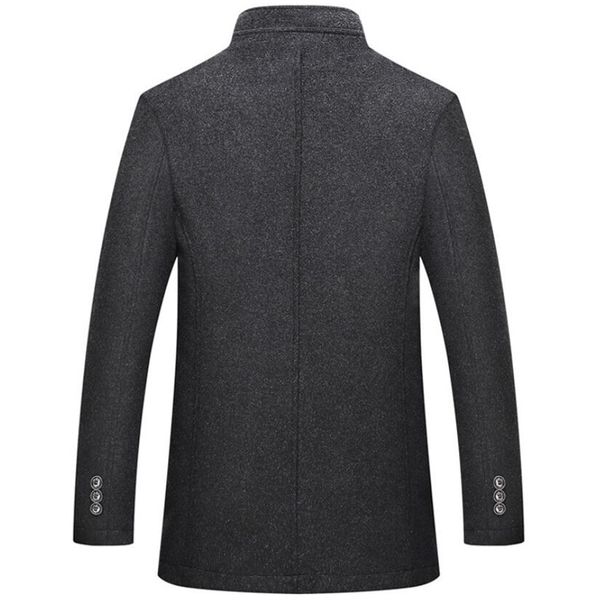 

Coat Men Thick Winter Outwear Single Breasted Wool Coats With Adjustable Vest Overcoat Mens Windproof Stand Collar Warm KKYV, Black