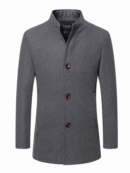 

men mock neck button front overcoat r9ae#, Black;brown