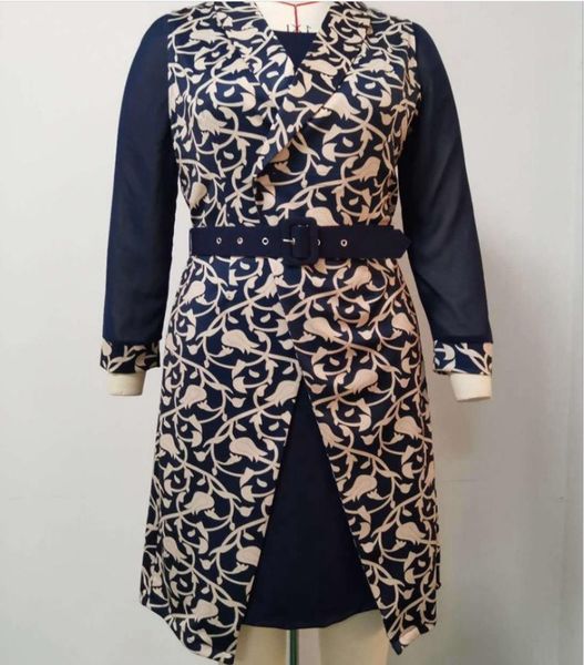 

plus size african printed stitching chiffon dress spring autumn long sleeve dresses legant office ladies modest, Black;gray