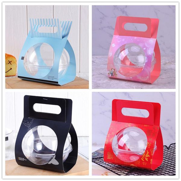 

disposable cups & straws 25pcs net red favors party mousse cake transparent hollow ball dessert packaging box diy fruit food portable paper
