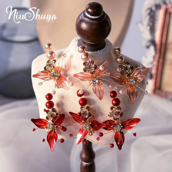 

hair clips & barrettes niushuya handmade crystal liquid flower hairstick elegance red/pink wedding bride travel seaside headwear jewelries a, Golden;silver