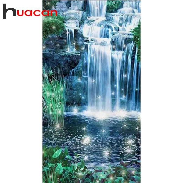 

diamond painting huacan full square arrival landscape 5d diy embroidery sale waterfall mosaic wall art