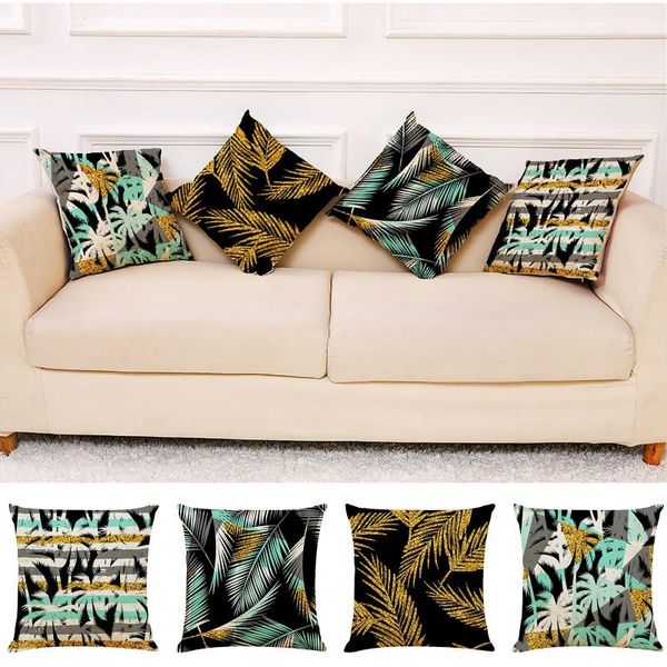 

pillow case tropical palm leaf digital printed pillowcase green plant cushion decorative home decor sofa throw 45*45cm#40