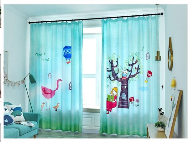 

curtain & drapes animals and girls cute print cartoon children's room curtains kids bedroom bay window shading 3d for living