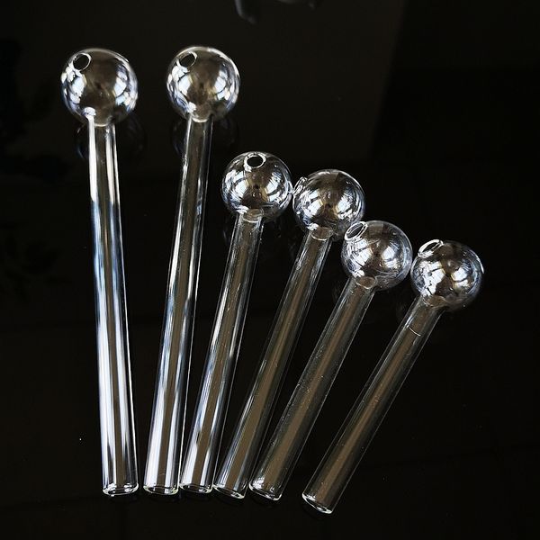 Clear Pyrex Glass Oil Burner tubulações fumaça tubo de mão para fumar acessórios tipo direto 4 polegadas mini tubo prego