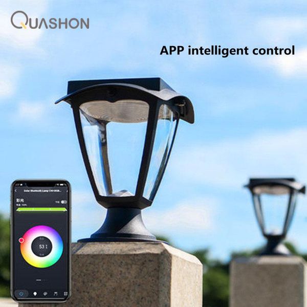 

solar lamps smart app control pillar lights column head decorative light outdoor home gate wall villa courtyard lamp
