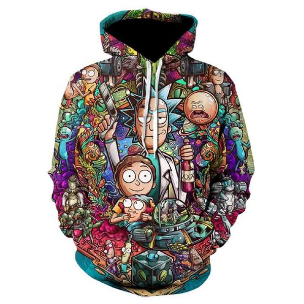 

sweatshirts men fall/winter harajuku 3d printing rick print hoodie novelty long sve pullover boy funny et, Black