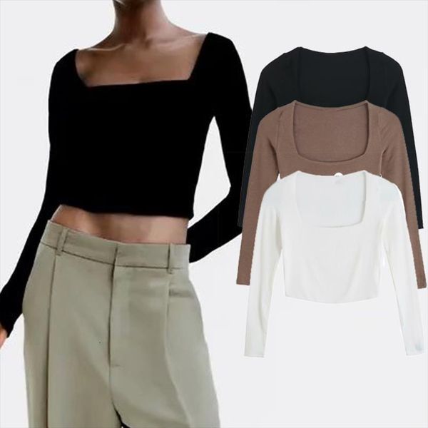 

za solid color knitted vest women sweaters square collar long sleeve pullover vintage fall winter female waistcoat, White;black