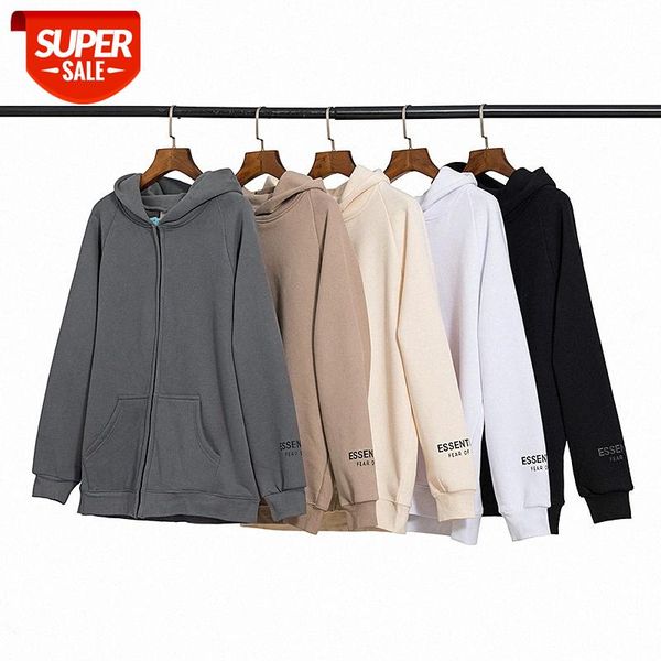 

brand fog eentials double-line zipper hoodie hooded sweater jacket with letters on the back #i82g, Black