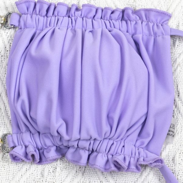 

brazilian diamond swimsuit women folds bikini 2021 bandeau swimwear female low waist bathing suit purple swim suit, Black