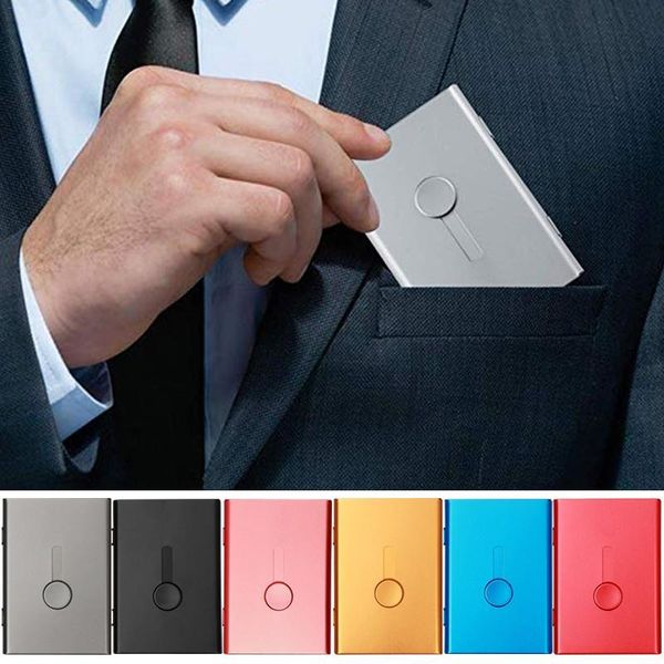 

card holders business holder hand push case bank membership package metal ultra thin packaging box organizer, Brown;gray