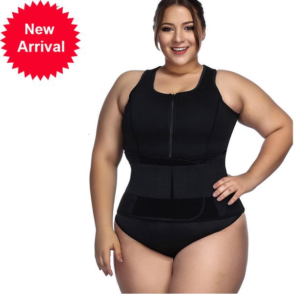 

lover beauty sweat sauna body shapers plus size neoprene vest waist trainer slimming-vest shapewear weight loss - a, Black;white