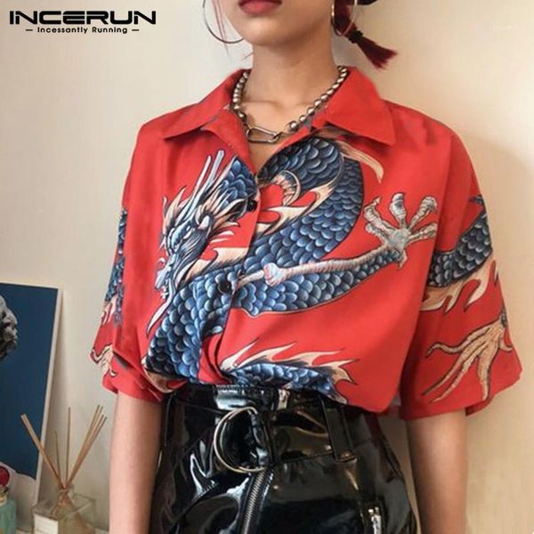 

summer casual shirt men printed half sleeve sleeve button lapel vacation ladies blouse streetwear loose hawaiian shirts incerun1, White;black
