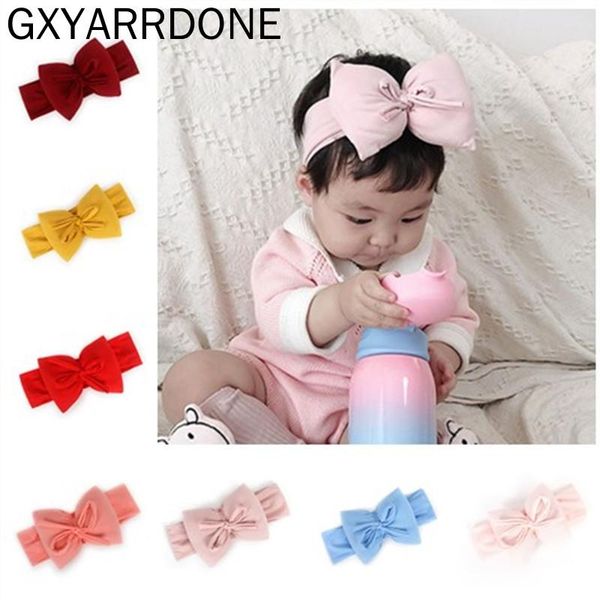 

2021 newborn kids girls bow knot headbands children toddler solid color soft cotton turban head wrap birthday gifts, Slivery;white