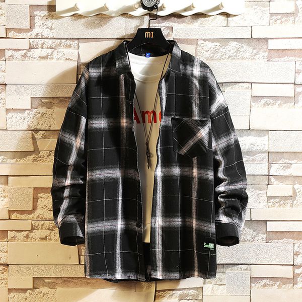 

2021 casual brand classic black white men's cargo hip hop punk shirts long sleeves new spring autumn plus oversize m-5xl c3082 b72k, White;black