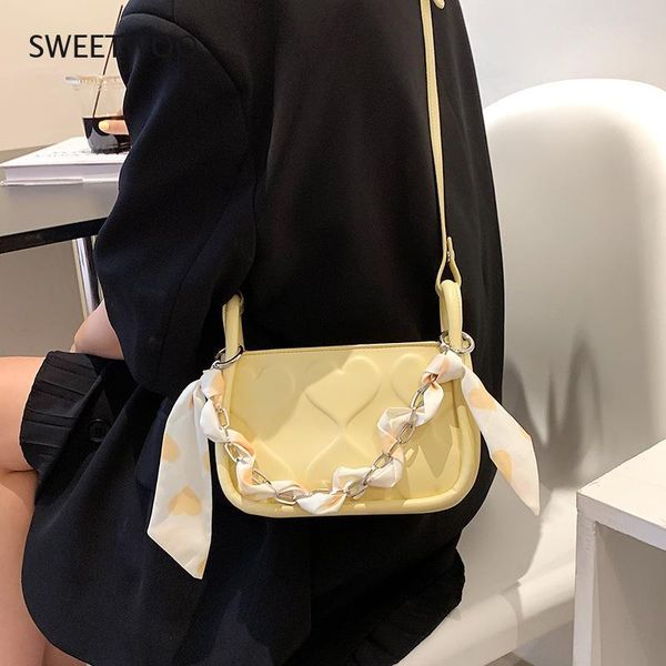 

evening bags 2021 ladies small pu leather messenger bag with silk scarf handle chain shoulder and wallet for women