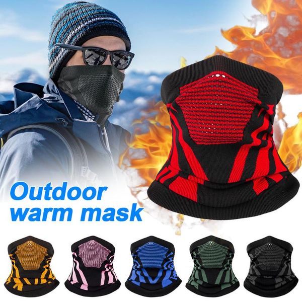 

cycling caps & masks thermal face bandana mask winter bicycle cover neck warmer gaiter ski tube scarf hiking breathable print women men, Black