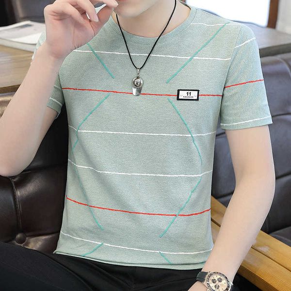 

sleeve men's short t-shirt 2021 summer trend men's ice silk wear ins fashion brand half, White;black
