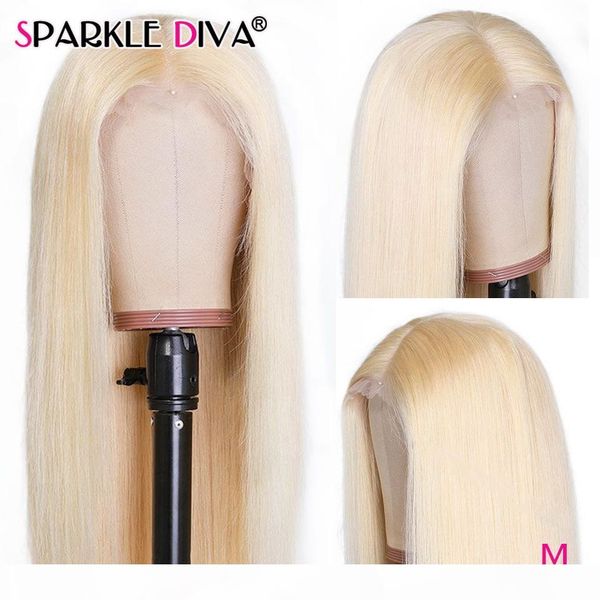 

613 blonde lace front wig brazilian straight human hair wigs for women middle part 13*1 lace front wig 613 honey blonde remy, Black;brown
