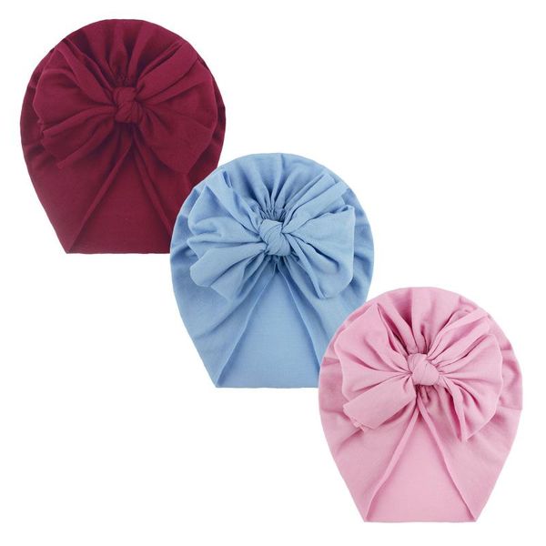 

caps & hats 3pcs toddler kids headbands baby boys girls solid bow knotted hat beanie headwear accessories infant soft turban head band, Yellow