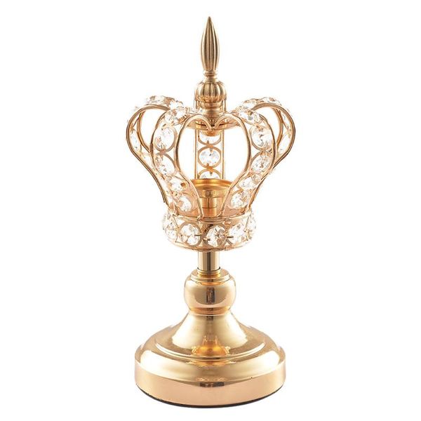 

high stand tealight candle holder stand golden crown wedding home decoration