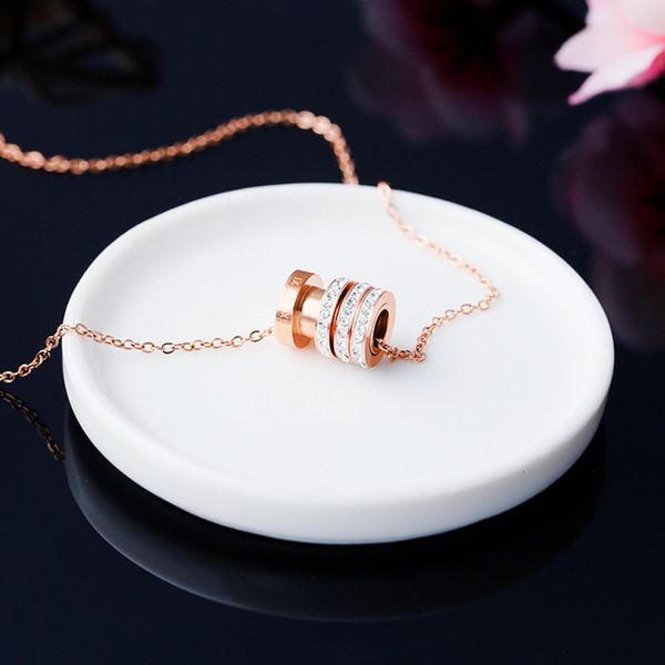 

women's fashion ring necklace ins rose gold net red clavicle chain stainless steel jewelry customization, Black