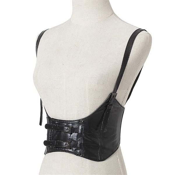 

yendar women shoulder harness garter belt soft pu leather waist bondage body strap harness goth harajuku shoulder belt, Black;white