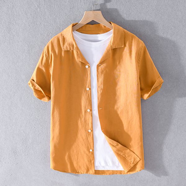 

2021 new 100% linen unique design summer shirts brand short sleeve for men casual fashion shirt mens overhemd camiseta dl1x, White;black