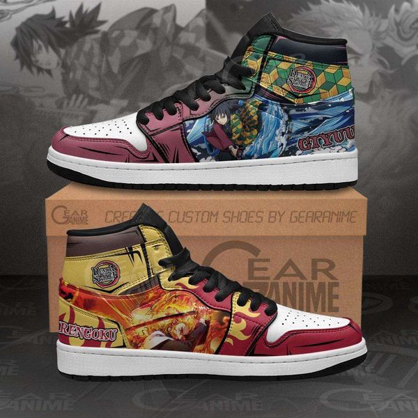 

giyu and rengoku sneakers custom demon slayer anime sport shoes
